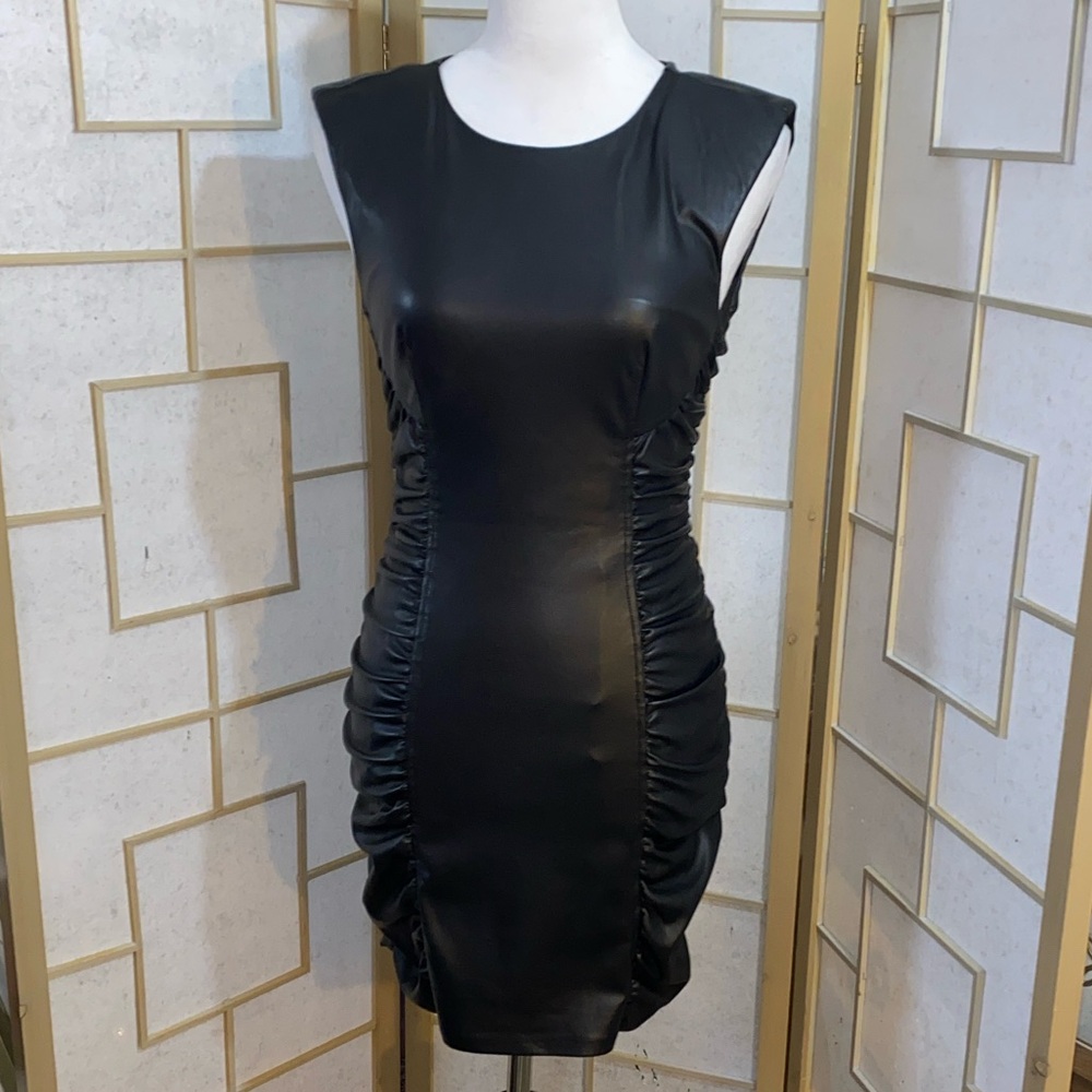 Zara Black Sleeveless Ruched Mini Dress